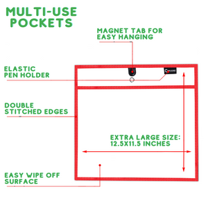 Magnetic Dry Erase Pockets Landscape (6-Pack Color)