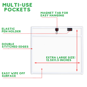 Magnetic Dry Erase Pockets Landscape (6-Pack White)